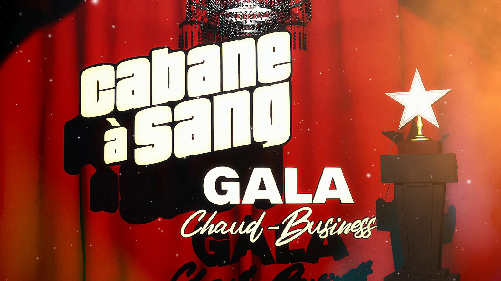 A gala title card over a red curtain with a star trophy. After Super8 Film Lab, light leak look: a light leak at 200 percent across the frame.