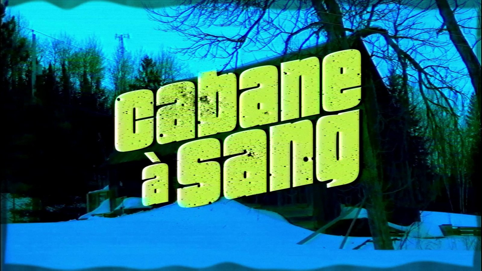 A green title card over a snowy forest. After Super8 Film Lab, dirty gate look: edge dirt and image dirt on their own, as recommended.