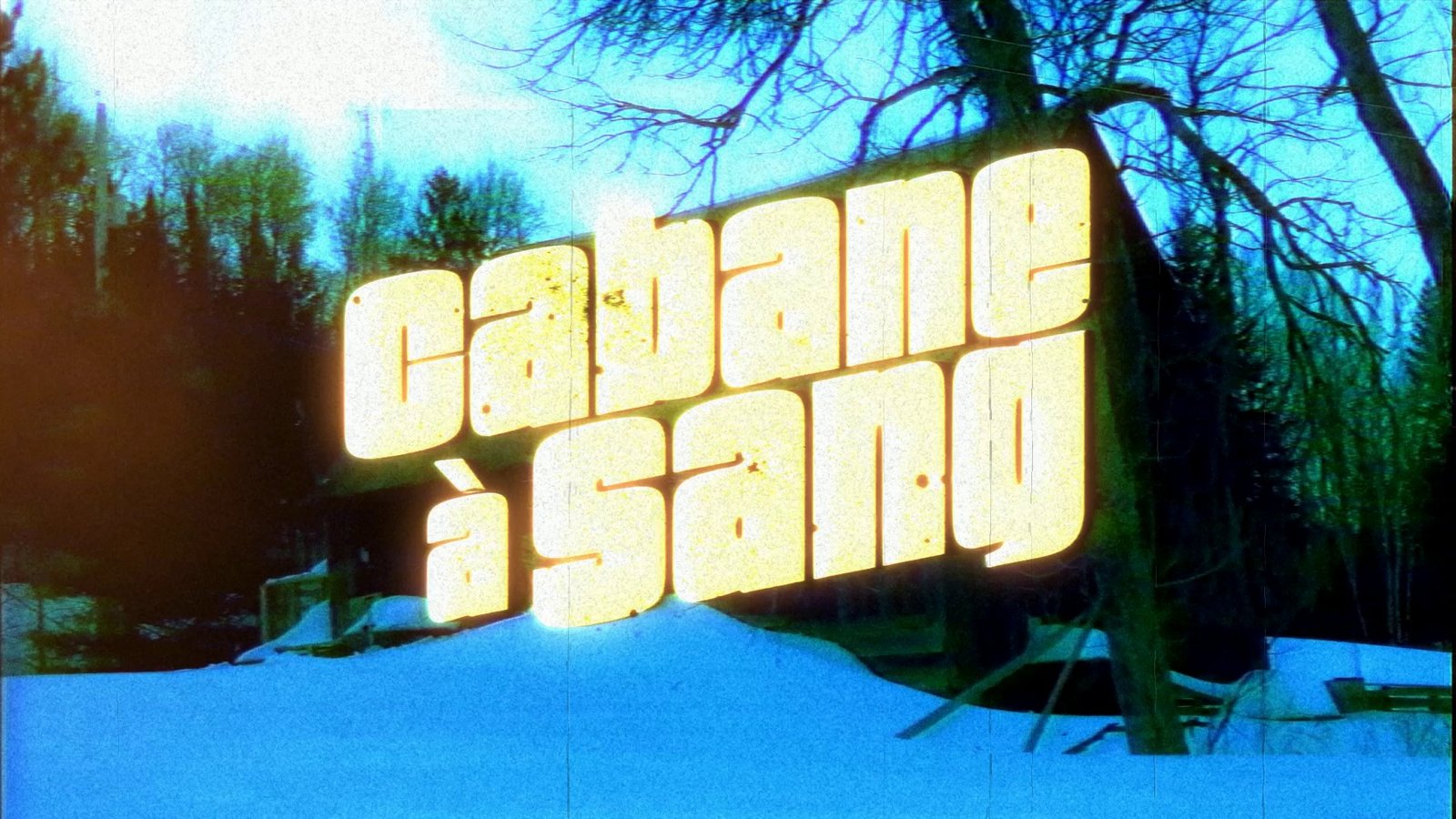 A green title card over a snowy forest. After Super8 Film Lab, full apocalypse look: everything on, with a leak and a scratch run.