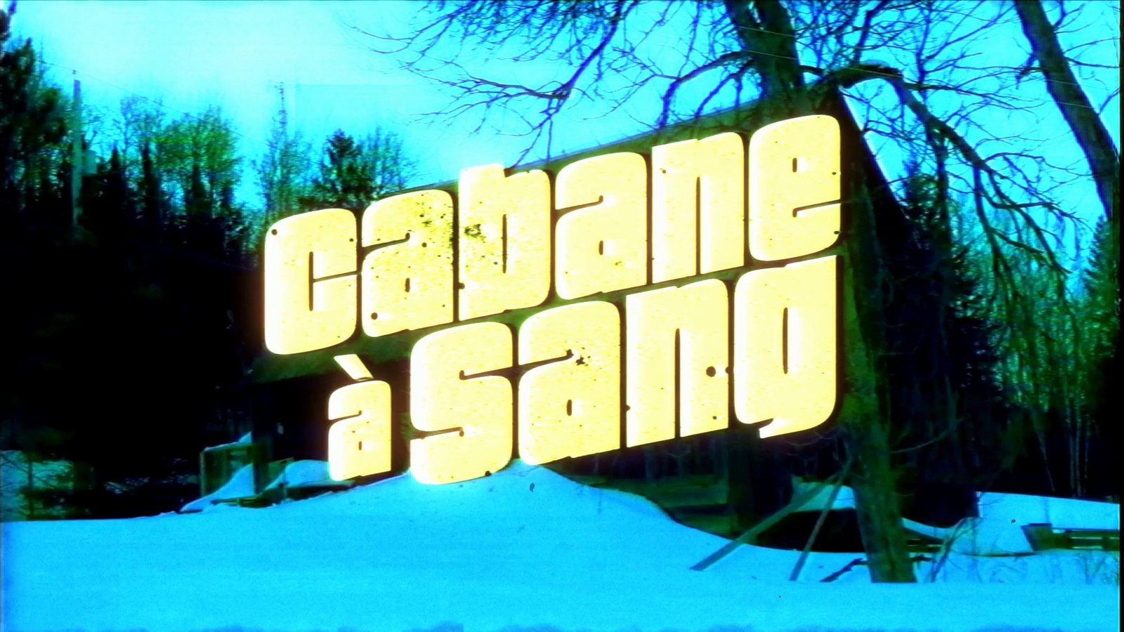 A green title card over a snowy forest. After Super8 Film Lab, grindhouse (v2 engine) look: the retained V2 grindhouse engine.