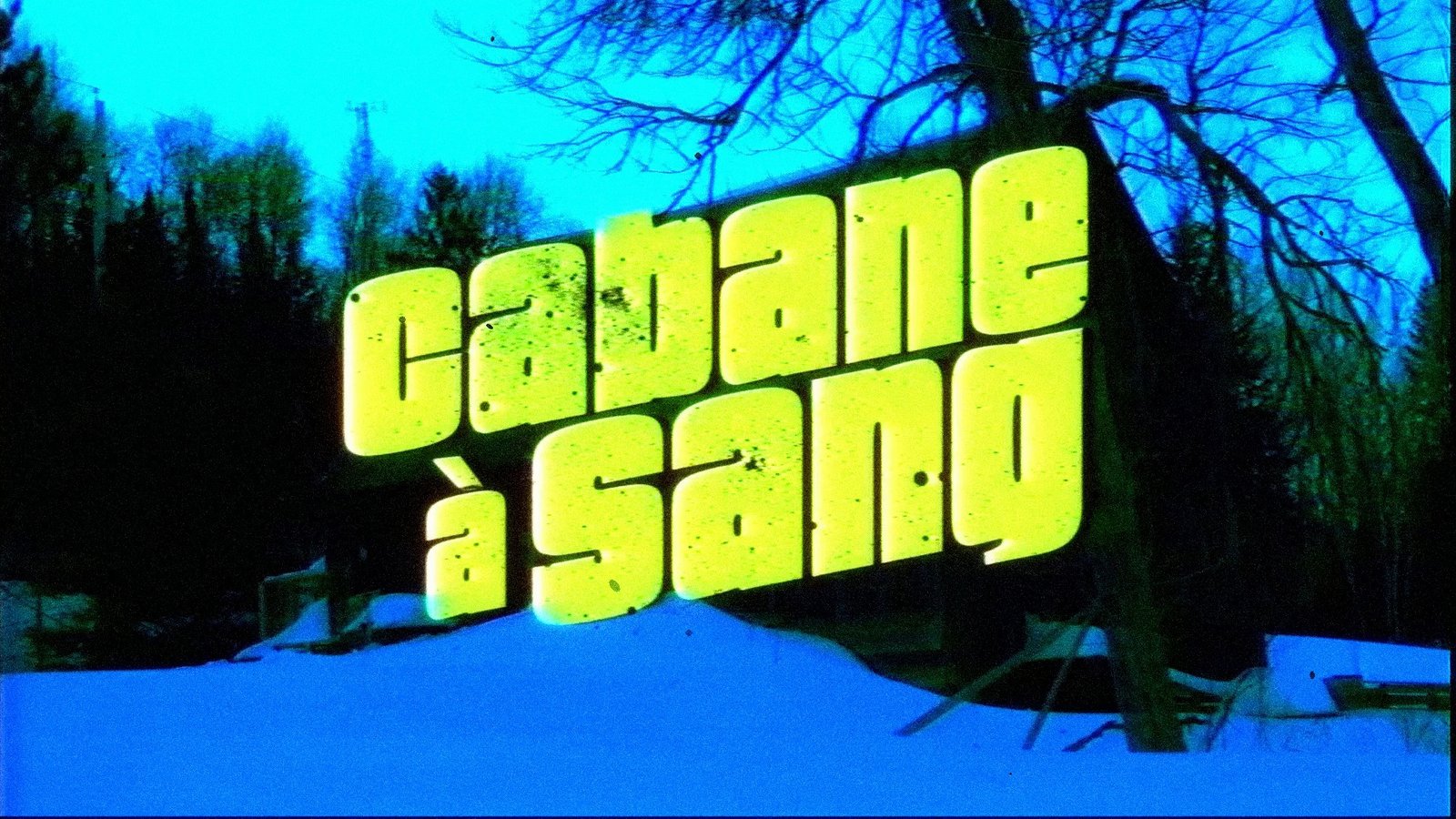 A green title card over a snowy forest. After Super8 Film Lab, grindhouse (v1 engine) look: the original V1 grindhouse engine.