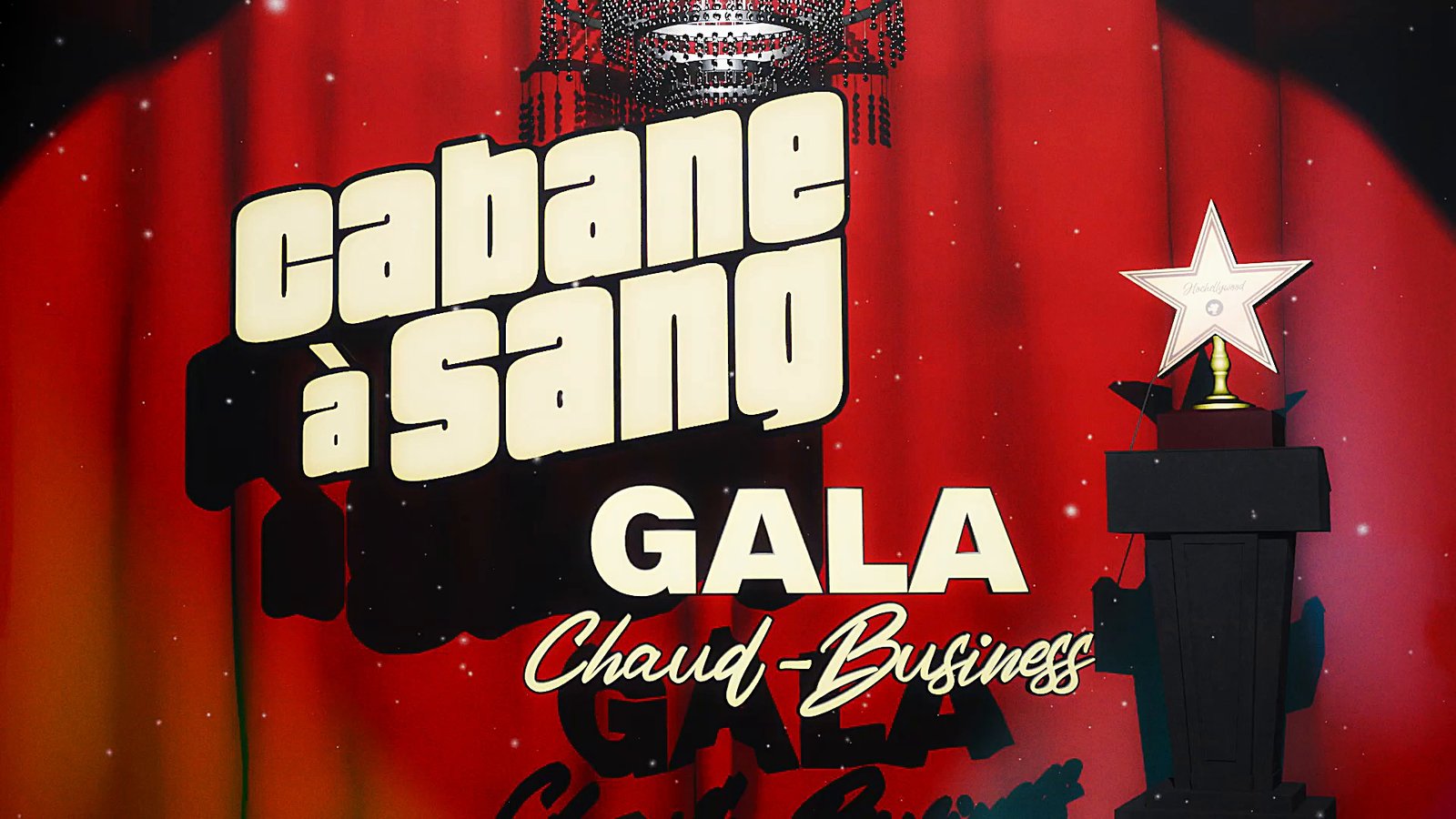 Source frame, untouched: A gala title card over a red curtain with a star trophy.